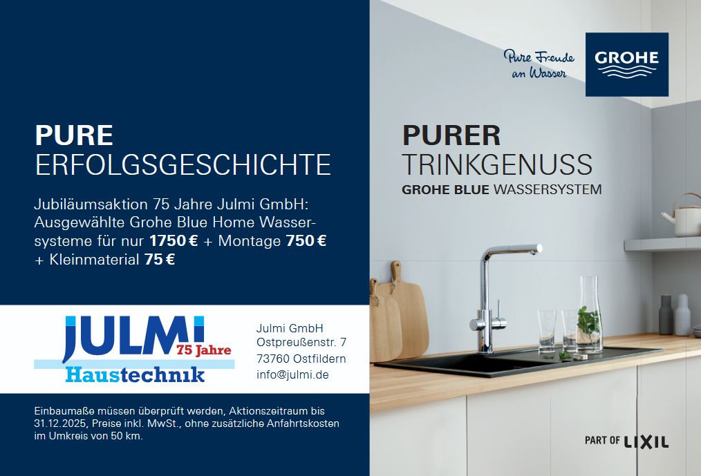 Jubiläumsaktion Julmi und Grohe - Pure Erfolgsgeschichte und purer Trinkgenuss